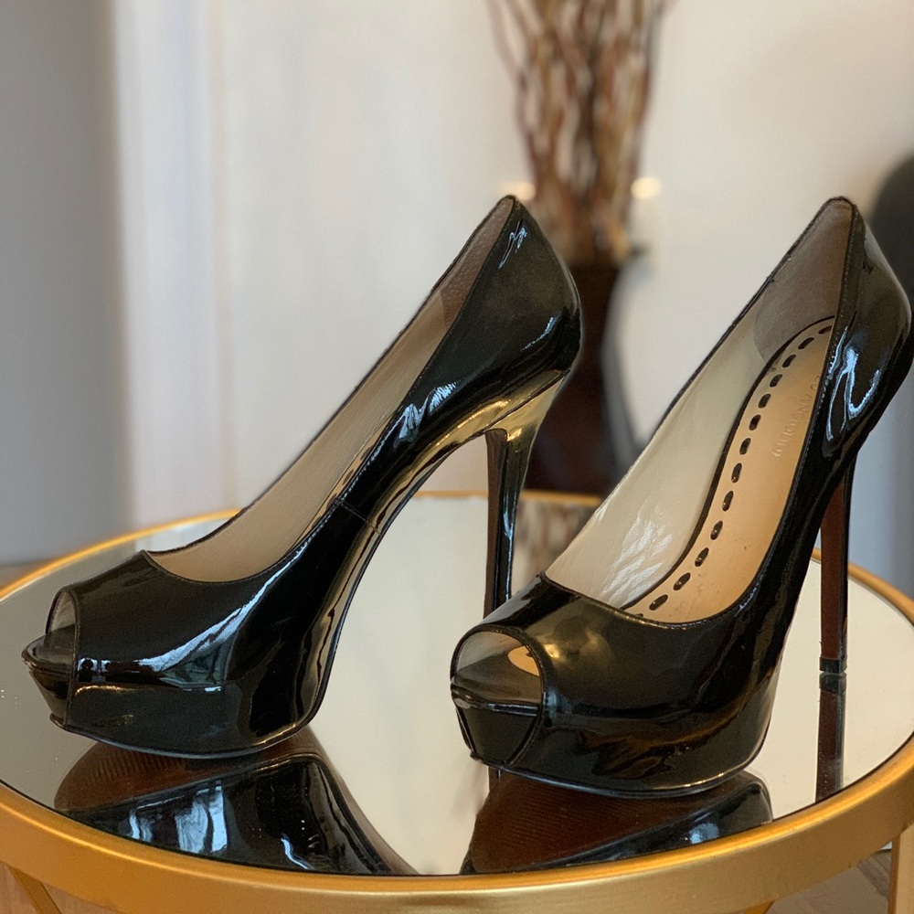 Enzo Anglioni Patent Leather Platform Peep-toes
